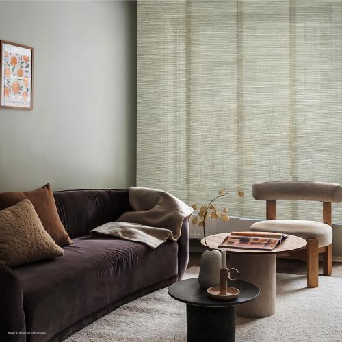 Replacement Fabric Panels – Fabric Only – 4 Panels (23” x 96”) – Trimmable, Natural Woven, Light-Filtering, Easy Swap – Fits Most Panel Track Blinds,Sand Gold