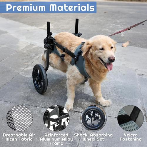 Snugrance Large Dog Wheelchair for Back Legs, Adjustable Rear Leg Wheelchair Support Cart with Breathable Air Mesh Harness for Arthritis Paralysis Post-Surgery Recovery, Check Size Chart Image for Fit