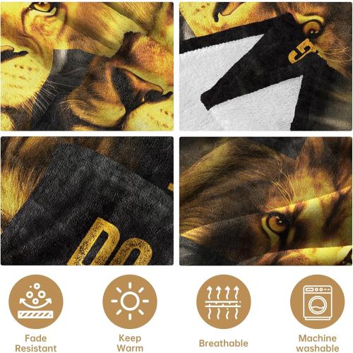 Afterprints Christian Gifts for Men, Blanket Printed with Lion & Bible Verse, Religious, Birthday Gifts for Men, Teen Boys, Catholic, Spiritual, Baptism Gift, Soft Throw Blanket 50'' x 60''