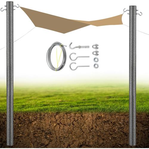 Shade Sail Poles Set of 2, 9FT Heavy Duty Stainless Steel Sun Shade Pole Kit, Adjustable Sail Shade Post Rustproof Outdoor Canopy Poles for Patio, Garden, Backyard 2 Packs