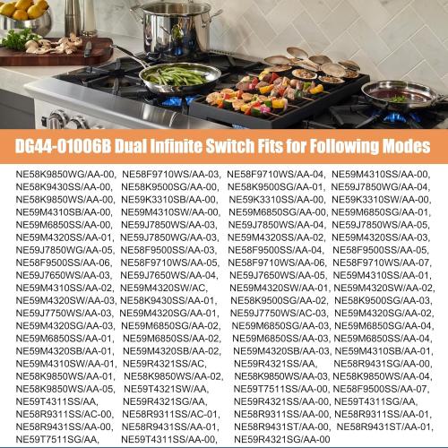 DG44-01006B PER001-12D Dual Infinite Switch Compatible with Samsung Range Surface Element Control, DG44-01006B Dual Infinite Switch Replaces for Samsung PER001-12D, for Stove Replacement Parts