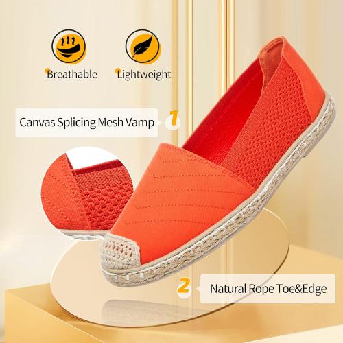 Women's Flats Shoes,Breathable Black Espadrilles Flats,Black and White Slip on Shoes(Lightweight and Soft)