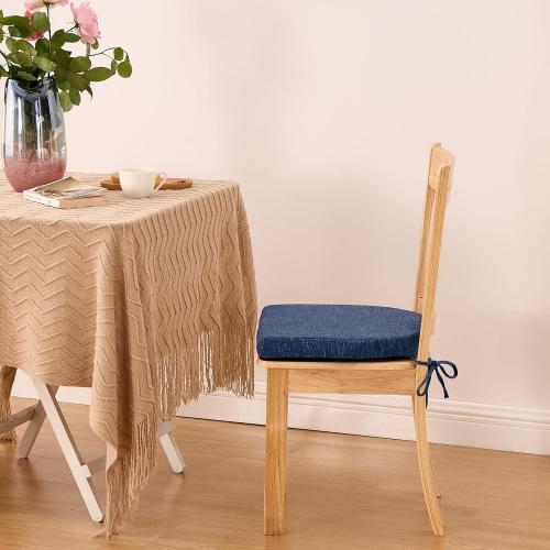 IPYNBAP Chair Cushions for Dining Chairs, Kitchen Chair Cushions, 16'' x 16'' x 2'', Non Slip Indoor Seat Cushions, Chair Pads for Dining Chairs with Ties & Removable Cover, Set of 6, Navy