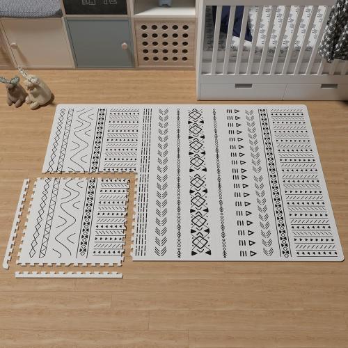 TCBunny Extra Large Baby Play Mat - 4FT x 6FT Foam Puzzle Floor Mat for Kids & Toddlers (Mixed Marks White/Black)