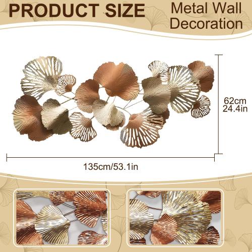 edaknez Gold Metal Wall Decor, Large Metal Wall Art for Living Room, 3D Modern Wall Decoration, for Indoor Outdoor Bedroom Coastal Nautical (D 135x62x6cm)