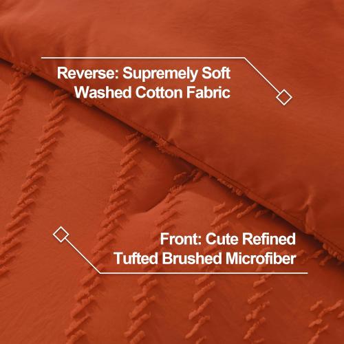 Burnt Orange Cal King Comforter Lightweight Terracotta Rust Boho Fall Tufted Bedding
