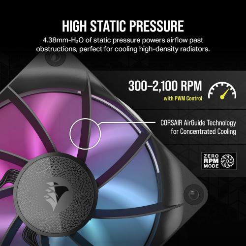 CORSAIR iCUE Link RX120 RGB 120mm PWM Fan - Magnetic Dome Bearing - Single Fan - Black