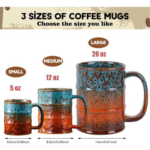 Coffee Mugs Set of 4,12 Oz Coffee Cups Ceramic, Perfect for Office Family Gatherings - Dishwasher and Microwave Safe (4, Green and Blue)