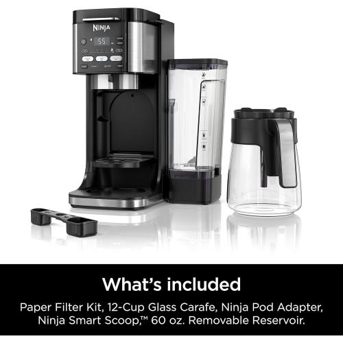 Ninja | Drip Coffee Maker | DualBrew Pro Hot & Iced Coffee Machine | Use with K-Cup Coffee Pods | 3 Brew Styles (Classic, Rich, & Iced) | 60oz Removable Reservoir & Dishwasher Safe | Black | CFP101