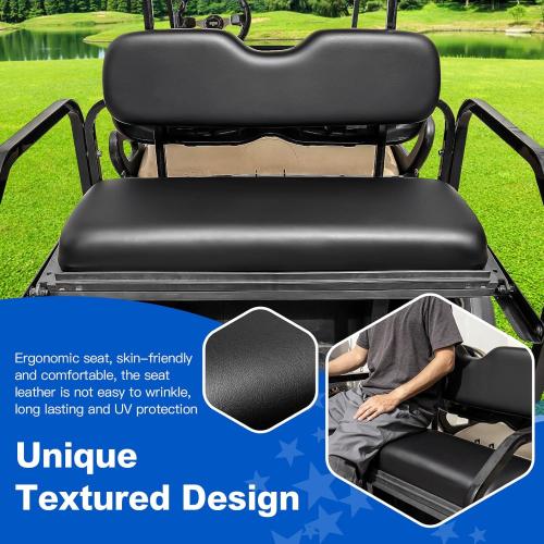 NOKINS Golf Cart Rear Seat Replacement Cushion, Universal Back Seat Cushions for Yamaha/EZGO TXT/RXV/Club Car Precedent/DS, Waterproof Vinyl Leather & Memory Foam, Black