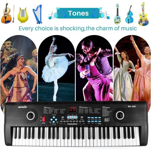 61 keys keyboard piano, Electronic Digital Piano with Built-In Speaker Microphone, Portable Keyboard Gift Teaching for Beginners, electric piano for kids