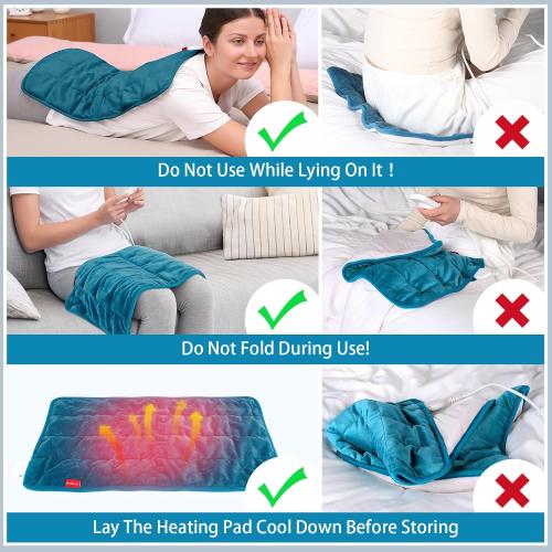 Size 12x24 Color Blue Comfytemp Weighted Heating Pad for Back & Period Cramps, FSA Eligible, Birthday Gifts for Mom Dad Women Men, 2.2lb HSA Electric Heat Pad for Neck Shoulder Pain Relief, 2H Auto-Off Heated Pad, 12x24