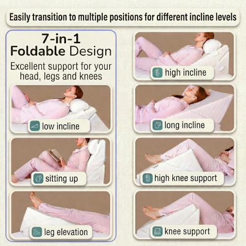 Wedge Pillow Set for After Surgery – Adjustable Headrest - Solid Memory Foam Incline System for Shoulder, Acid Reflux, Post Surgery & Sleep Apnea - Breathable Cover - Home Medical