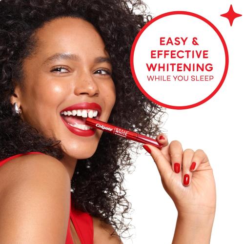 Colgate Optic White Overnight Teeth Whitening Pen, Hydrogen Peroxide Teeth Whitening Pen, Visibly Whiter Teeth  0.08 fl oz