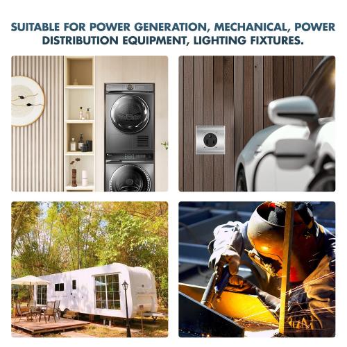 50 Amp 250V NEMA 6-50R Power Outlet, Heavy-Duty 50A Receptacle, for Welders, Plasma Cutters, Electric Ranges, Dryers, and More UL Listed micmi (NEMA 6-50R w/Square wallplate)