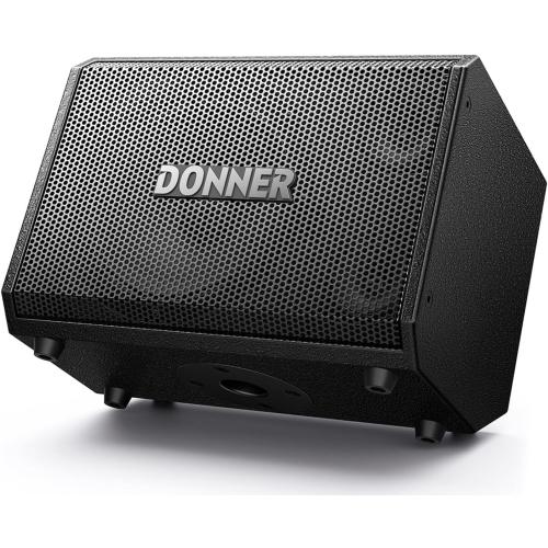 Black Donner MT-1 Portable PA System, 300W Wireless BT Speaker Sound Amplifier, 4-6h Outdoor Use, with Two 2.5 Trebles, 8 Woofer, Support TRS 6.35/USB/AUX/Mic Inputs