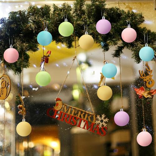Gejoy 30 Pcs Pastel Christmas Bulbs Ornaments 2.36'' Pastel Candy Christmas Decorations Shatterproof Macaron Xmas Tree Balls Hanging Ornaments Pink Green Yellow Blue Rainbow Xmas Tree Decor