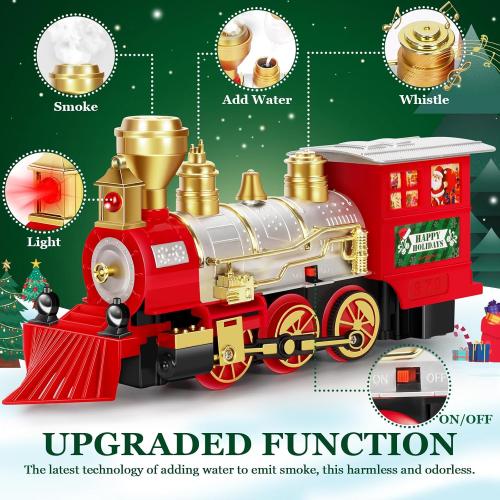 BainGesk Train Set, Christmas Train Set with Steam, Light and Sounds, Train Sets for Under Christmas Tree, Electric Train Toys for 3 4 5 6 7 8 Year Old Kids, Ideas Boys & Girls Christmas Gifts