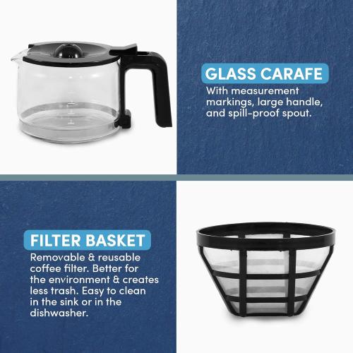 Elite Gourmet EHC9420 Automatic 5-Cup Brew & Drip Coffee Maker with Pause N Serve Reusable Filter, On/Off Switch, Water Level Indicator