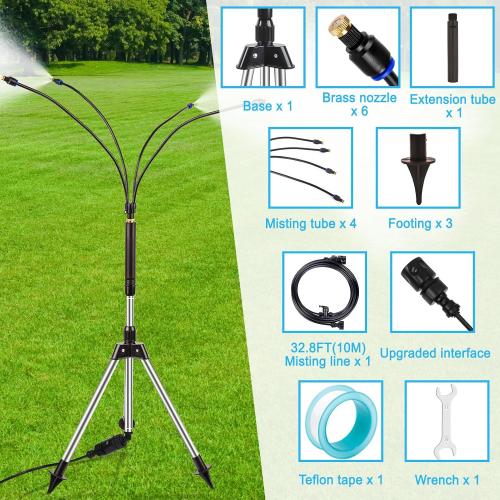Standing Misters for Outside Patio, 2025 Misters for Outside Patio, Outdoor Adjustable Standing Mister with 32.8FT(10M) Water Supply Line, Mister Cooling System for Backyard,BBQ, Patio Cooling