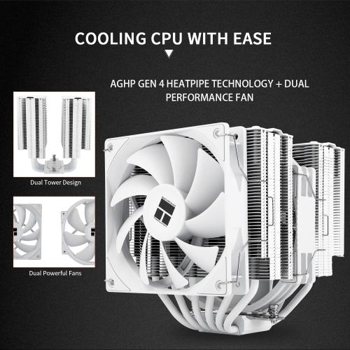 Thermalright Peerless Assassin 140 White CPU Cooler, 6 Heat Pipes AGHP Technology,Dual PWM Fans with 1500RPM Speed, Double Towers Cooler,for AM5/AM4&Intel LGA 1700/1851/1150/1151/1200,PC CPU Cooling