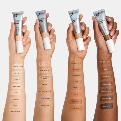 IT Cosmetics CC  Cream - Natural Full Coverage Foundation With SPF 50 , Color Corrector & Anti-Aging Hydrating Serum, Hyaluronic Acid   Peptides, Lightweight Up To 24H Wear, All Skin Types