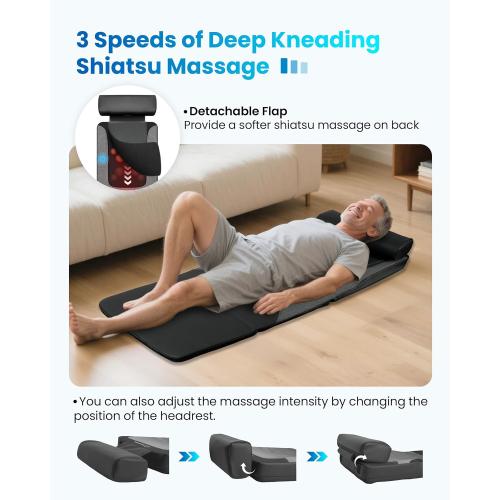 COMFIER Shiatsu Full Body Massage Mat with Heat, Back Massage Pad for Pain Relief Deep Tissue Kneading & Vibration Heating Chair Massager for Recliner, Sofa, Bed