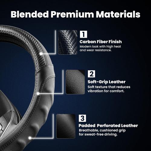 18 Inch Semi Truck Steering Wheel Cover for Freightliner Cascadia, Kenworth T680 T880, Peterbilt 579 & Volvo VNL – Heavy Duty Anti-Slip Leather Grip for Big Rig Class 8 Trucks – Black