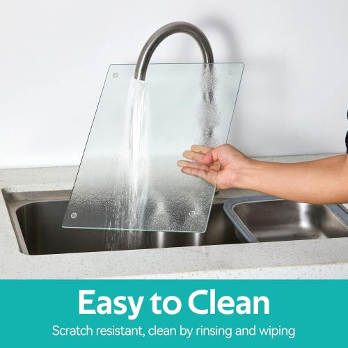 11.8x2PCS Round Glass Cutting Board for Kitchen Counter Protector, Tempered Glass Chopping Boards Dishwasher Safe, Small Clear Countertop Tray, Scratch Resistant, Heat Resistant