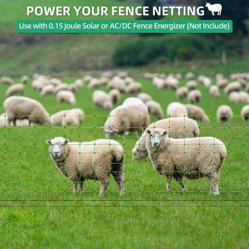 Electric Fence Netting, 49.6 H x 164' L, Portable Livestock Nets Mesh for Hog, Dogs, Deer, Goats, Larger Animals Electric Fencing for Backyards, Homesteaders, Farms, Ranches, Gardens