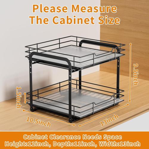 RCHYFEED Spice Rack Organizer for Cabinet, 1 Tier Slide out Spice Organization for Inside Cabinets & Pantry, Heavy Duty Adjustable Metal Spice Racks for Seasoning Organizer (13.5 Wx10.5 Dx9.5 H)