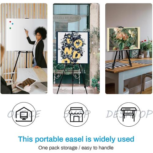 Art Artist Easel Stand for Displaying, RRFTOK Metal Tripod Adjustable Easels for Painting Canvases Height from 21 to 66 with Reinforced Triangle - Carry Bag for Table-Top/Floor Drawing and,Black