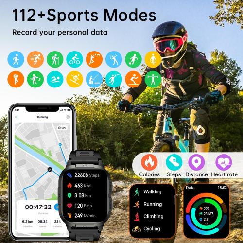 Smart Watch for Men Fitness Tracker: Waterproof Military Digital Mens Watches Running Make Answer Call Smartwatch Android Phone iPhone Samsung Compatible Sleep SpO2 Heart Rate Monitor Step Pedometer