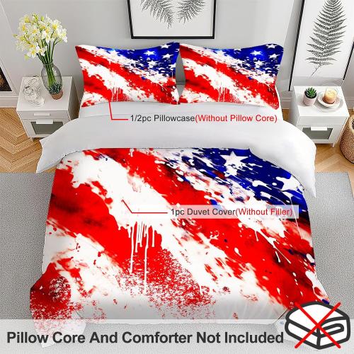 American Flag Bedding Set 3 Pieces Soft Comforter Cover Twin Size with 2 Pillowcases 1 Duvet Cover for Men Women Bedroom