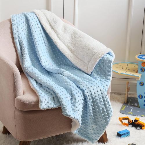 CREVENT Cozy Soft Warm Sherpa Baby Blanket for Infant Toddler's Crib Cot Stroller Gifts for Baby Boys All Season Use (30X40 Blue dot)