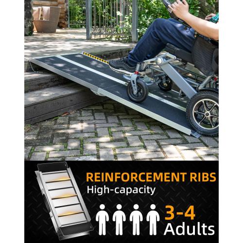 VNN Portable Wheelchair Ramp 6FT, Seamless Non-Slip Aluminum Ramps for Wheelchairs for Home, Handicap Wheelchair Ramps for Home Steps, Aluminum Loading Dock Plates, Doorways