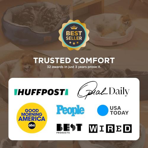 Bedsure Dog Beds for Small Dogs - Round Cat Beds for Indoor Cats, Washable Pet Bed for Puppy and Kitten with Slip-Resistant Bottom, 20 Inches, Camel