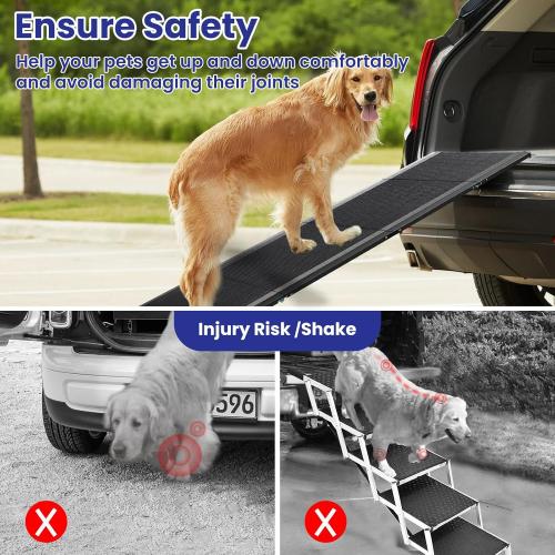 Dog Ramp for Car, 71''x 17'' Extra Long Folding Dog Ramps, Pet Ramp for Large Dogs with Non-Slip Rug Surface, Portable Dog Steps Up to 250LBS, Outdoor Dog Ramp for Car, SUV, Truck