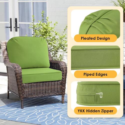 Outdoor Sunbrella Cushions for Patio Furniture Set of 2, 24x24 Water Repellent Chair Cushions Removable Seat Bottom & Back Cushion Covers for Chair, Sofa, Couch, Canvas Ginkgo