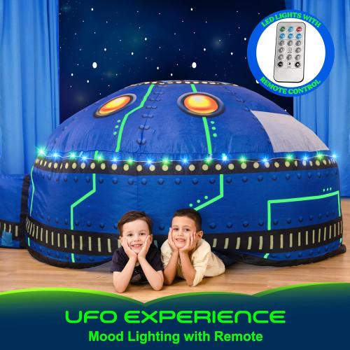 W&O Glowing UFO Aerodome with LED Lights & UFO Sound Button – Glows in The Dark, Offering an Extraordinary Space Adventure for Kids Ages 3-12 (Fan Not Included)