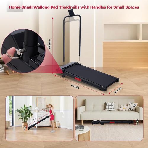 Walking Pad with Handle Bar and Incline, 3.0HP Under Desk Treadmill for Home Small Space, 0.6-7.6MPH Portable Walking Pad Treadmill with Handles, 350LBS, 2026 Upgrade