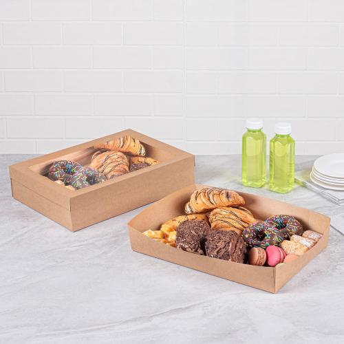 Restaurantware Kraft Paper Inserts 10 Count 13.6 x 9.3 x 2.4 Greaseproof PE Coating Freezer-Ready Disposable Sturdy Brown Paper Inserts for Take Out Food Dividers, Deli Boxes, Catering Trays