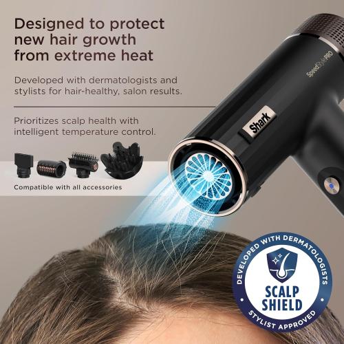 Shark SpeedStyle Pro Professional Performance High-Velocity Hair Dryer System with Scalp Shield and IQ Speed Styling & Drying Suite, Straight and Wavy Hair, Lightweight, Ionic, No Heat Damage, HD731