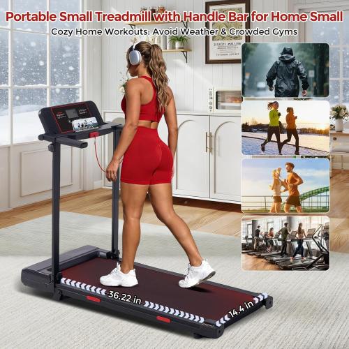 MCRG Walking Pad with Handle Bar, 3.5HP Electric Running Walking Pad Treadmill with Handles, 0.6-10.0MPH Portable Small Treadmill with Handle Bar for Home Small, 400 LBS Capacity