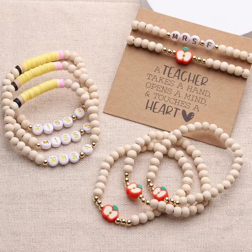 Personalized Teacher Bracelet for Women, 2 Pcs Initial Mrs Miss Ms Teacher Appreciation Gifts With Card From Student Friends, Thank You TEACH Gift for Women