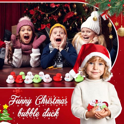 Junkin 100 Pcs Merry Christmas Rubber Ducks Bulk Mini Rubber Ducks Small Duck Bulk Xmas Gift for Halloweens Party Favors (Blow Bubbles Duck)