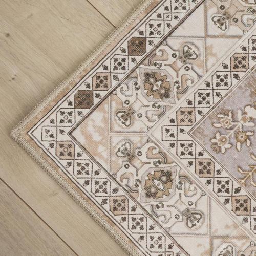 Rineflo-9'x12' Area Rugs,Machine Washable Rug for Living Room Dinner Room Bedroom,Bohemian Style Soft Non Slip Rug Carpet,Oriental Vintage Low Pile Large Area Rug(Brown, 9'x12')