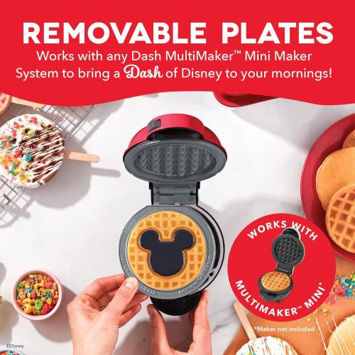 Dash MultiMaker Mini System Removable Plate Set - Ceramic, Nonstick Replacement Plates for Fun-Shaped Waffle Breakfast - Waffle Maker Not Included - 4-Inch - Two-Pack - Mickey & Minnie