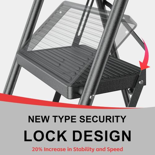 Step Ladder Foldable Folding Stool - for Home Adults Kitchen 4 Stepping Extension Tall Heavy Duty with Handrails - Closet Stepstool Stair Ladders Extendable Stepladder for Indoor House 600Lbs