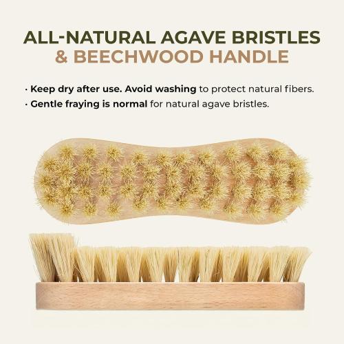 Bulka Banneton Natural Cleaning Brush for Wood Pulp Sourdough Proofing Baskets - Ergomonic Beechwood Handle & Agave Bristles, Medium Firmness Long & Short Bristles for Efficient Cleaning